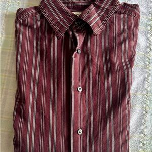 Concepts by Claiborne Burgundy and White Casual Button Down Shirt